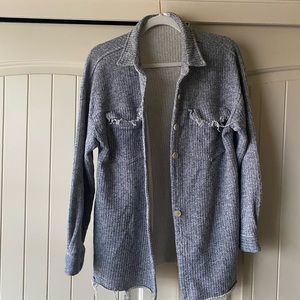 Large Navy Striped Button Down Shirt from Bohme